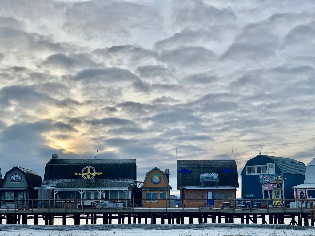 Homer Spit boardwalk view and clouds (Photo by Christina Whiting/Homer News)