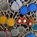 Salmon leather beaded earrings by June Pardue (Photo provided)