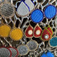 Salmon leather beaded earrings by June Pardue (Photo provided)