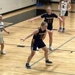 Homer Mariners Hannah Stonorov and Sydney Shelby at the Rus Hitchcock tournament in Nikiski, Alaska on Saturday, Jan. 14, 2023. (Courtesy photo)