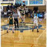 Homer High School varsity girls start game with Seward, Saturday, Jan. 21, 2023. Photo by Emilie Springer.