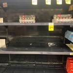 An egg shelf at Safeway is mostly empty, Jan. 23, 2023, in Homer, Alaska. (Photo by Christina Whiting)