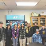 Photo provided by Jan Spurkland
Homer High School computer science students, from left, Andrew Skillingstad, Chloe Gall, Halen Nordstrom, Cecilia Fitzpatrick, Zane Sanchez, Regan Baker, Coleman Stephens, Elsa Otis, Leland Curtis, Samson Isaac, Brennan Steen, Caleb Brow (Note: several female students were absent on this day).