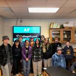 Homer High School Computer Science Students. Andrew Skillingstad, Chloe Gall,  Halen Nordstrom, Cecilia Fitzpatrick, Zane Sanchez, Regan Baker, Coleman Stephens, Elsa Otis, Leland Curtis, Samson Isaac, Brennan Steen, Caleb Brow (note:several female students were absent on this day).   Photo provided by Jan Spurkland.