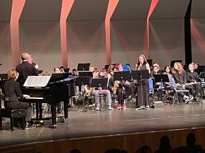 Homer High School Jazz Band performing in Pops Concert at Mariner Theater Monday, Jan. 30, 2023, in Homer, Alaska. (Photo by Emilie Springer/Homer News)