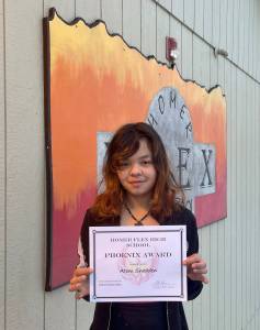 Atom Snedden, Homer Flex School Phoenix Award recipient. (Photo by Beth Schneider)