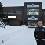 University of Alaska Anchorage Chancellor Sean Parnell stands outside the main entrance of Kenai Peninsula College in Soldotna, Alaska, on Thursday, Feb. 9, 2023. (Jake Dye/Peninsula Clarion)