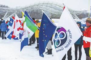 Photo provided by Matfey Reutov
People hold flags of the participating teams of the 2023 Arctic Winter Games.