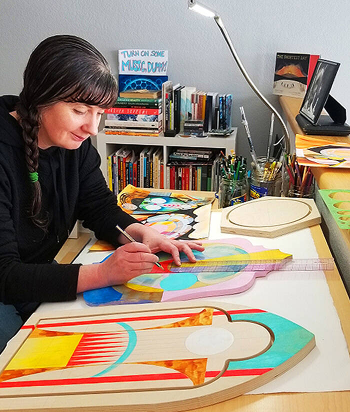 Photo provided by Counsel Langely/courtesy
Counsel Langley works in her Homer home studio, summer 2022.