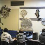 Students at Kenai Central High School create designs using CAD/CAM software during a class on Wednesday, Feb. 22, 2023 in Kenai, Alaska. (Ashlyn OHara/Peninsula Clarion)