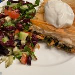 Alaska-style spanakopita includes salmon with the traditional spinach and feta. (Photo by Tressa Dale/Peninsula Clarion)