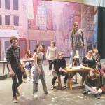 Homer choir students rehearse Newsies on March 9 in the Homer Mariner Theater. (Photo provided by Blaise Banks)