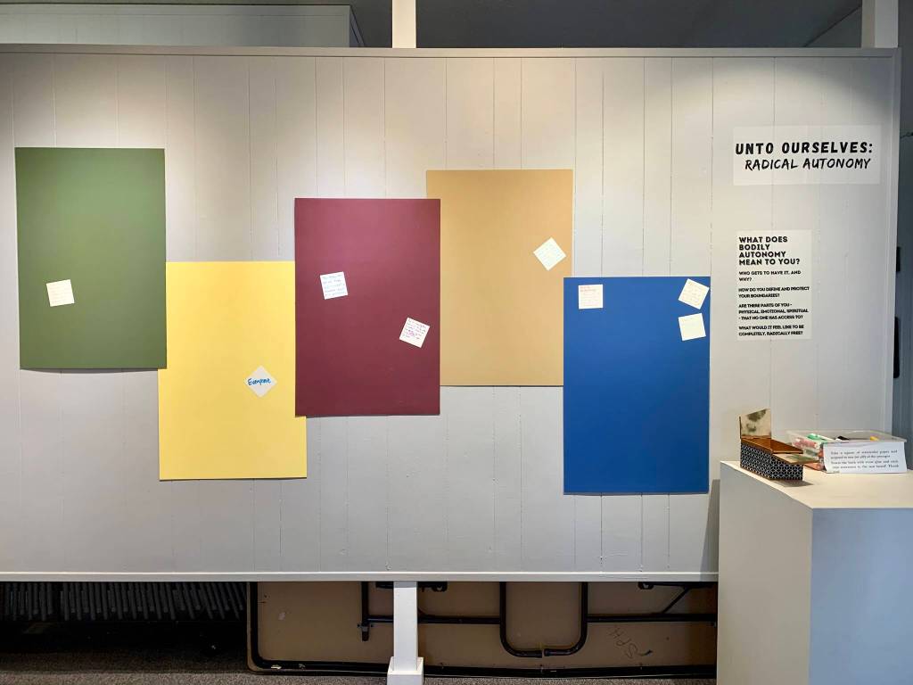 Homer Council on the Arts exhibit on bodily automony is on display Saturday1. HCOA and Kachemak Bay Family Planning Clinic invite community members to stop by the exhibit and share what bodily autonomy means to them. (Christina Whiting/Homer News)