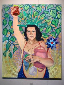 American Mother, oil on panel by Brianna Allen, is on display at Homer Council on the Arts through March as part of the Bodily Autonomy exhibit co-sponsored by Kachemak Bay Family Planning Clinic.