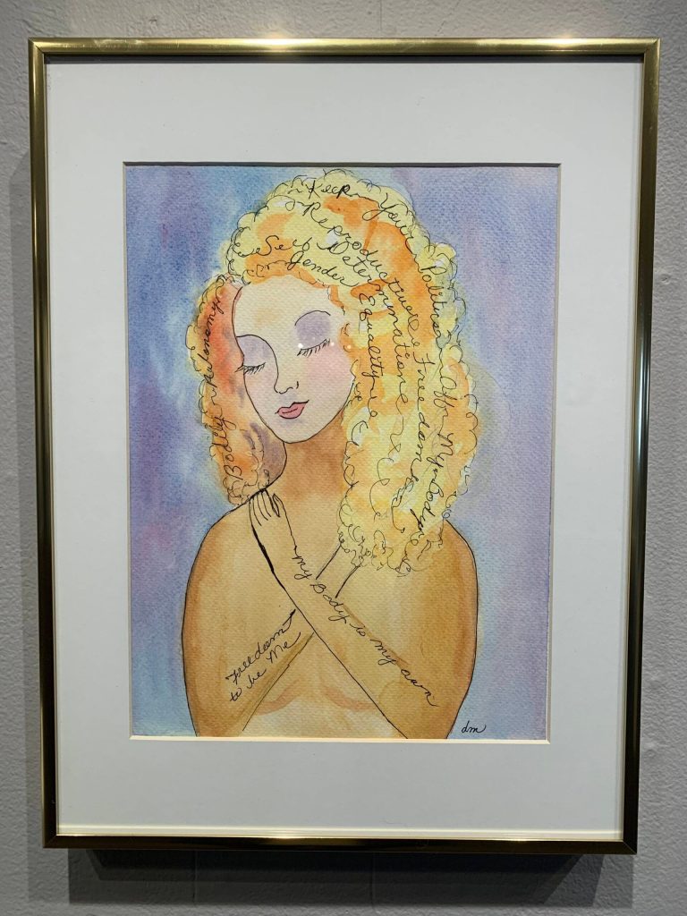 Woman, a watercolor painting by Donna Martin, is on display March 16 at Homer Council on the Arts through March as part of the Bodily Autonomy exhibit co-sponsored by Kachemak Bay Family Planning Clinic. (Photo by Christina Whiting/Homer News)