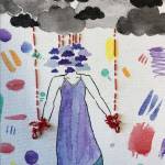 Lack Thereof, watercolor and embroidery by Anna Springer, is on display at Homer Council on the Arts through March as part of Bodily Autonomy exhibit co-sponsored by Kachemak Bay Family Planning Clinic. (Photo by Christina Whiting/Homer News)