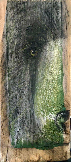 The Green Man, wood painting by Caryl Christy, who will be participating in Ready Set Art. (Photo courtesy Caryl Christy)