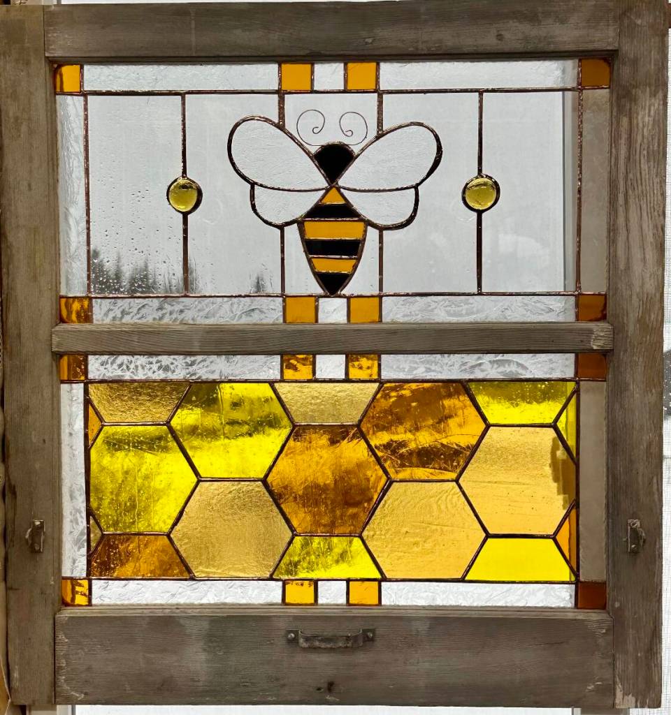 Stained-glass bumble bee by Mike de Sanno, who will be creating a piece during the Ready Set Art fundraiser for Ptarmigan Arts. (Photo provided by Mike de Sanno)