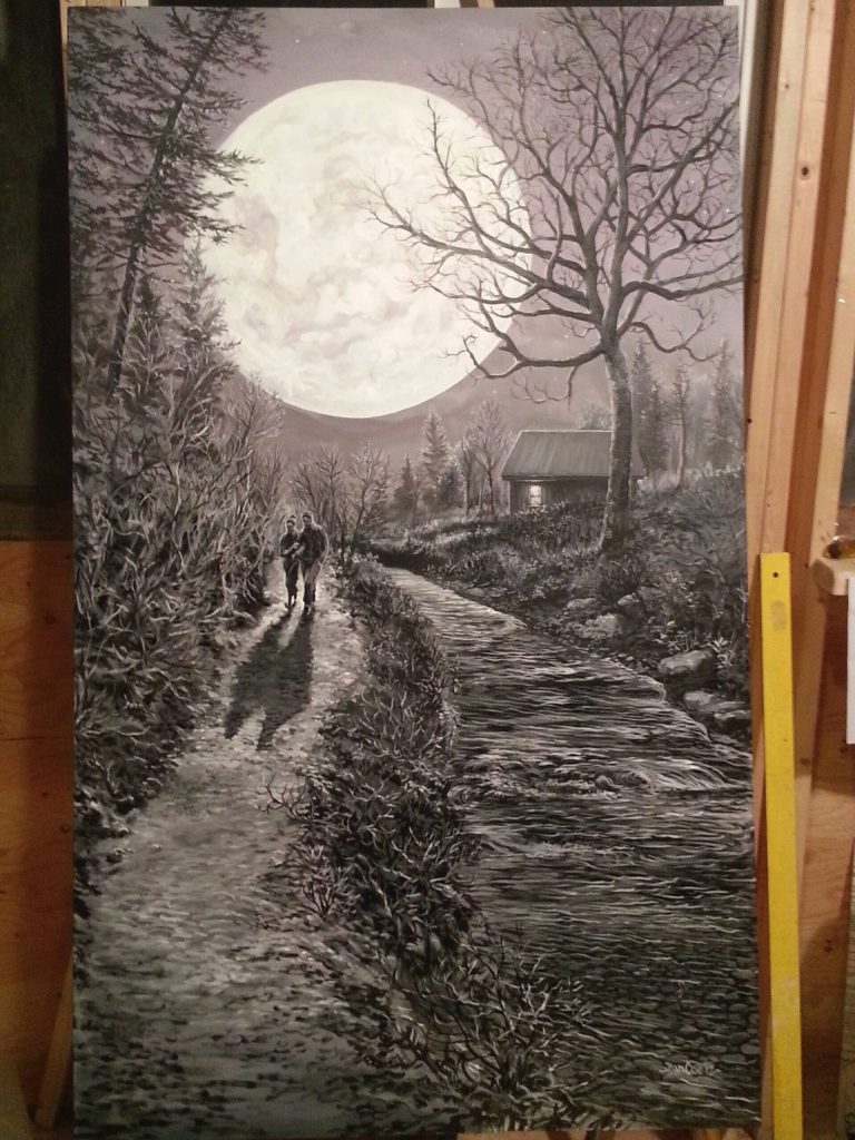 Moon Walk, a painting by Dan Coe created in 2012, from which he will be painting an acrylic paint on top of a print on vinyl at the Ready Set Art fundraiser. (Photo provided by Dan Coe)