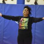 The members of Sankofa Dance Theater Alaska perform for a crowd of students during an opening performance at Kaleidoscope School of Arts and Science in Kenai, Alaska on Monday, March 20, 2023. (Jake Dye/Peninsula Clarion)