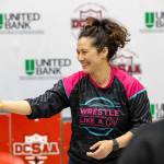 Photo provided by Tela ODonnell Bacher 
Tela ODonnell Bacher coaches wrestling in September 2022 at Newhalen School in Dillingham. Bacher is the 2023 Haven House Women of Distinction Woman of Distinction award recipient.