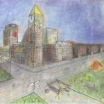 Color drawing by youth artist Daniel Christ, on display at Homer Council on the Arts. Photo provided by Homer Council on the Arts.