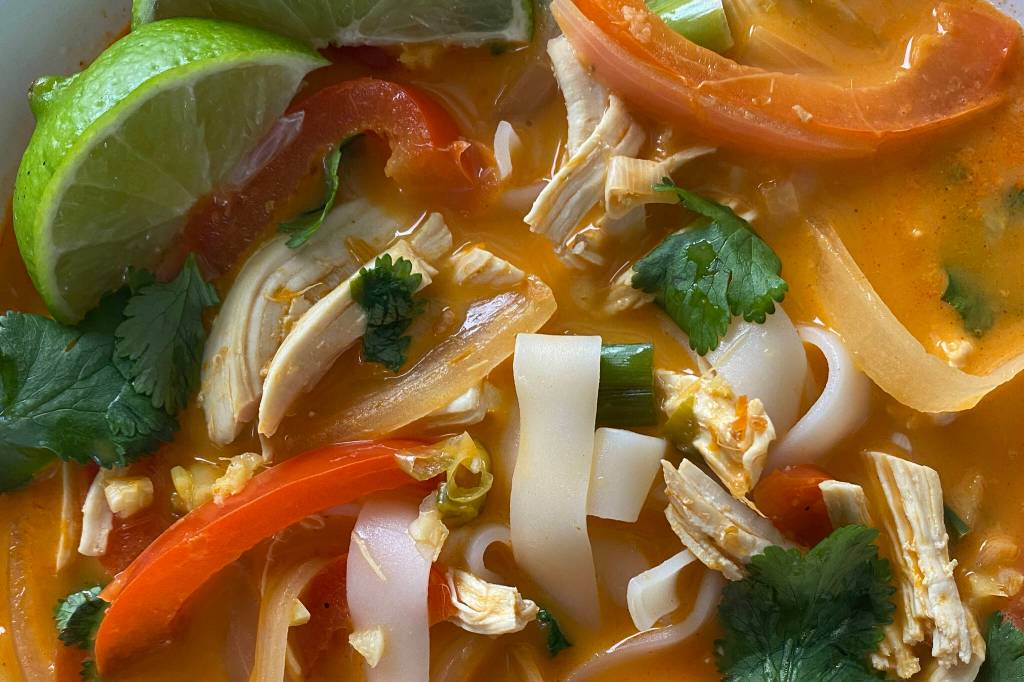 Thai coconut red curry soup can be made as spicy or mild as you choose. (Photo by Tressa Dale/Peninsula Clarion)