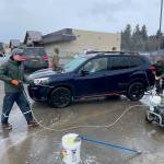 Homer High School Mariners hold their annual car washer fundraiser for HHS Mariner baseball on Saturday<ins>, April 15, 2023</ins> in the parking lot of Wells Fargo<ins> in Homer, Alaska</ins>. (Photo provided by Kate Crowley)