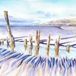 Tidal Grooves, a watercolor painting by Jan Peyton is on display through May in the Kachemak Bay Water Color Societys annual spring show at Fireweed Gallery in Homer Alaska. Photo provided by Fireweed Gallery