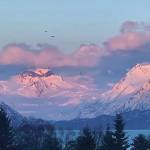 Alpenglow over Grewingk Glacier, April 25.