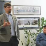 Ashlyn OHara/Peninsula Clarion
Sen. Jesse Bjorkman, left, addresses constituents during a town hall event on Saturday, April 15, 2023 in Kenai, Alaska.