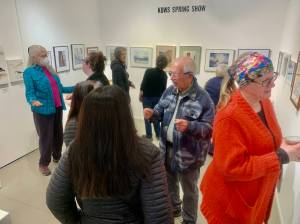 Members of the Kachemak Bay Watercolor Society showcase work in their annual Spring Show at Fireweed Gallery during First Friday on May 5. Photo by Christina Whiting
