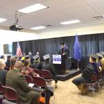 Kachemak Bay Campus Director Dr. Reid Brewer welcomes KBC graduates and audience members to the 2023 commencement ceremony on Wednesday, May 10, 2023, in Homer, Alaska. (Photo by Delcenia Cosman/Homer News)