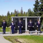 American Legion Post 20 members lead a salute during a Memorial Day ceremony on Monday, May 29, 2023, at the Kenai Cemetery in Kenai, Alaska. (Jake Dye/Peninsula Clarion)