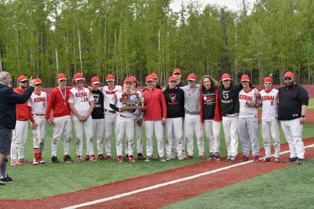 Photo by Jeff Helminiak/Peninsula Clarion
The Kenai Central baseball team took second in the Division II state baseball tournament Saturday, June 4, 2023, at Wasilla High School in Wasilla, Alaska.