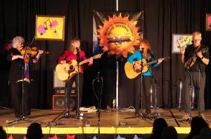 Anchorage-based quartet Wings to Fly performs at the Seldovia Summer Solstice Music Festival in June 2022 in Seldovia, Alaska. Photo provided by Marguerite McCord