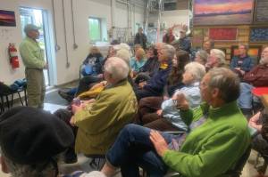 Photos by Christina Whiting/Homer News
Homer writer, photographer Taz Tally presents a talk about his annual adventures in Alaskas Brooks Range at Grace Ridge Brewing on June 6.