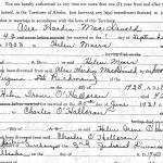 This portion of the August 1943 marriage license for Alec Hardin MacDonald and Helen Irene OHalloran reveals that MacDonald claimed to have been previously married in 1933 to Helen Mears and to have divorced her in Richmond, Virginia, in 1938. Although the name of his former spouse and the location of his divorce were accurate, neither the marriage date or the divorce date were true.