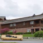 Replacement of the Homer High School roof is being conducted on Saturday, June 24, 2023 in Homer, Alaska. The repair project is funded as part of a bond package passed in Oct. 2022 and geared toward major maintenance, capital improvements, and facility replacements for multiple schools borough-wide. Upon completion of the project, Homer High School will have an entirely new and non-leaking roof. (Delcenia Cosman/Homer News)