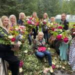 Community members and visitors are photographed after a bouquet-making class with peony farmer Rita Jo Schultz during the Homer Peony Celebration in the summer of 2022. Photo courtesy of Rita Jo Schoultz