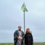 Photo provided by Leah Evans
Artist Argent Kvasnikoff and Bunnell Streets Arts Centers Artistic Director Asia Freeman at the celebration of Homer public art installation at Bishops Beach on Wednesday, June 21.