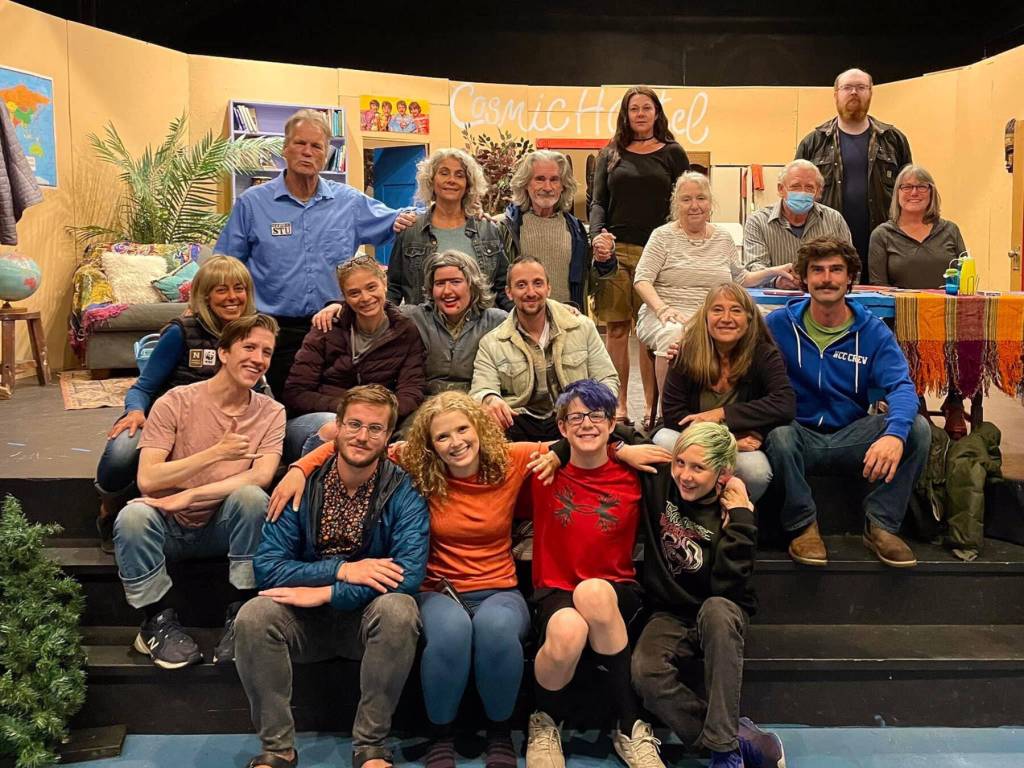 Pier One Theatres cast and crew are photogaphed during the 2022 production of Cosmic Hostel, written by Homers Sally Oberstein and performed at Pier One Theatre on the Homer Spit in Homer, Alaska. Photo courtesy of Pier One Theatre