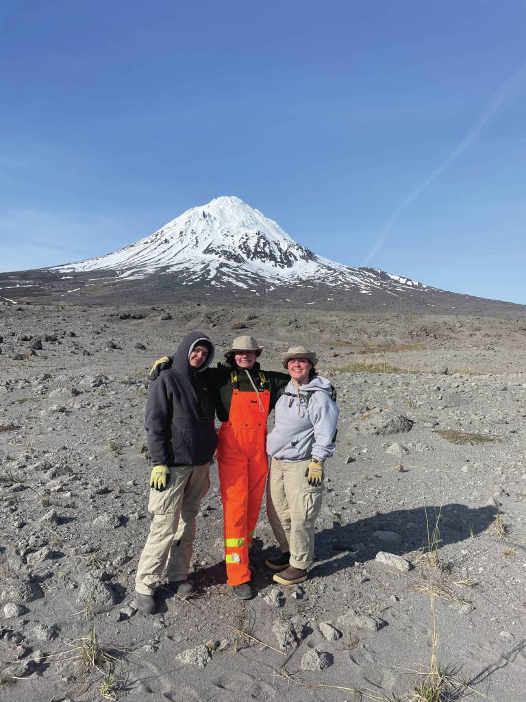 Photo provided by Elizabeth Horan
Americorps members Kay Gardner, Kaela Lesniewski and Miranda Glenn on Augustine Island, June 2.