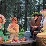 Mebahiah Eller, Katia Holmes, Regi Johanos and Cristen San Roman perform in Maud of the Island on the Pratt Museums forest stage in Homer on June 29.