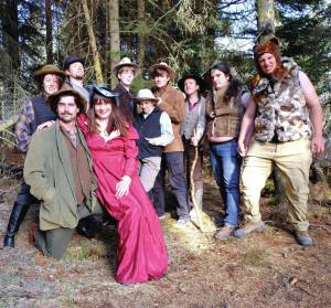Photo provided by Christine Kulcheski
Cast from Cannibal! The Musical pose in costume during a rehearsal at the Pratt Museum stage in the woods. Full story on B2.