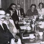 Cheechako News photo
Mable Smith (second from right) joins the Cheechako News staff and friends for its 10-year anniversary dinner in 1969. From L-R: Publisher/owner Loren Stewart, Betty Karsten, Marion and Leo Oberts, Emmett Karsten, Smith, and Dorothy Stewart.