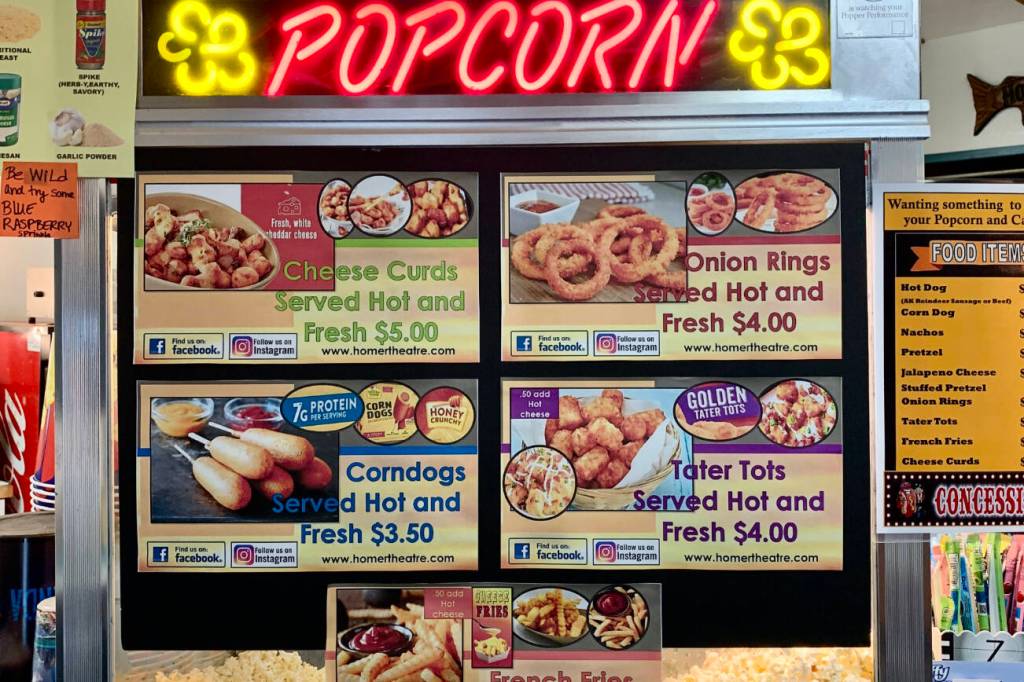 The Homer Theatre adds new items to the menu, photographed on Thursday, July 20, 2023 in Homer, Alaska. Photo by Christina Whiting