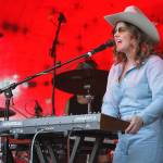 Mia Carruthers, of The Bright Light Social Hour, performs on the River Stage at Salmonfest in Ninilchik, Alaska, on Friday, Aug. 4, 2023. (Jake Dye/Peninsula Clarion)
Mia Carruthers, of The Bright Light Social Hour, performs on the River Stage at Salmonfest in Ninilchik, Alaska, on Friday, Aug. 4, 2023. (Jake Dye/Peninsula Clarion)