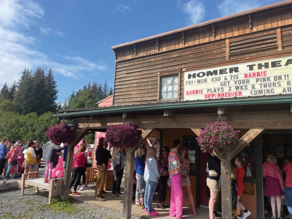 Homer turns out for Barbie at the Homer Theatre on Sunday, Aug. 13, 2023. The theater sold out all four nights of the evening showing of the film. (Emilie Springer/Homer News)
