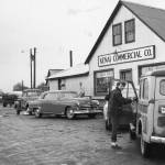 1954 photo by Bob and Ira Spring for Better Homes & Garden magazine
After doing business in the Kenai Commercial Company store, Rusty Lancashire climbs into family station wagon, with its sagging back bumper, to head for home.
